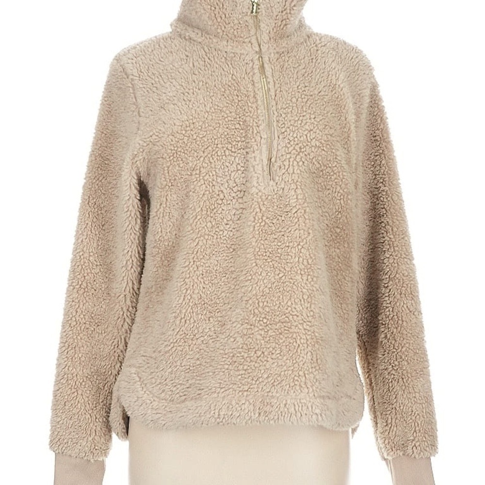 Calvin Klein Women's Beige Sherpa Turtleneck Sweater